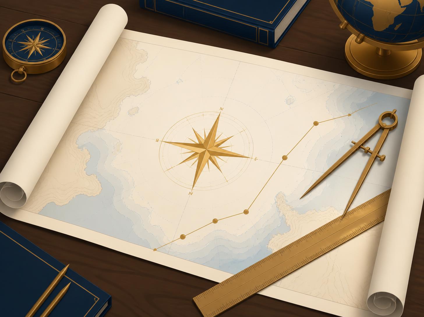 Mappa nautica con compasso e bussola, simbolo della Consulenza Strategica